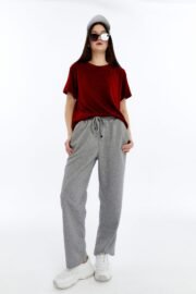 Kadın Modal Kumaş Regular Bordo T-Shirt - Görsel 7