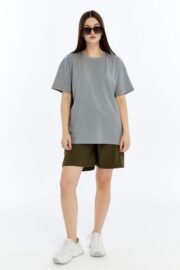 Kadın Oversize Gri T-Shirt - Görsel 11