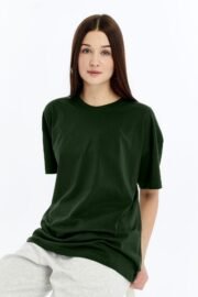 Kadın Oversize Haki T-Shirt - Görsel 12