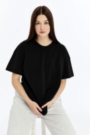 Kadın Oversize Siyah T-Shirt - Görsel 2