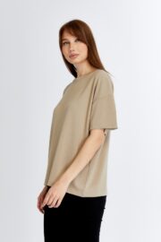 Kadın Modal Kumaş Oversize Taş T-Shirt - Görsel 3