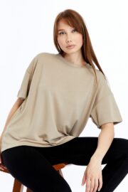 Kadın Modal Kumaş Oversize Taş T-Shirt - Görsel 7
