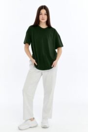 Kadın Oversize Haki T-Shirt - Görsel 8