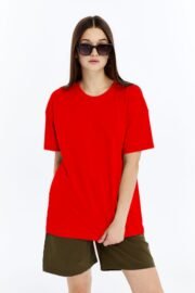 Kadın Oversize Kırmızı T-Shirt - Görsel 8