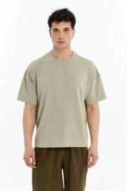 Erkek Modal Kumaş Oversize Su Yeşili T-Shirt - Görsel 8