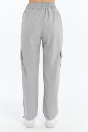Kadın Oversize Paraşüt Kumaş Kargo Cep Pantolon - Gri - Görsel 11