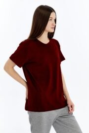Kadın Modal Kumaş Regular Bordo T-Shirt