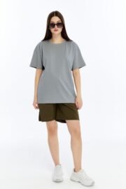 Kadın Oversize Gri T-Shirt - Görsel 6