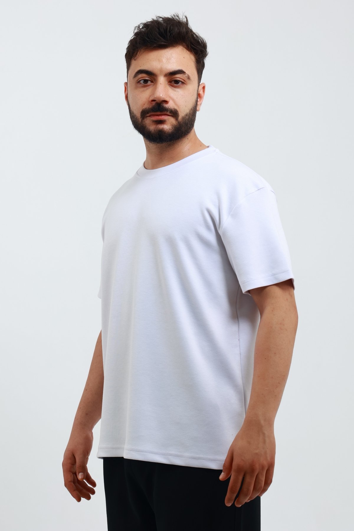 SVCN4276 Erkek Modal Kumaş Regular Beyaz T-Shirt - Görsel 1