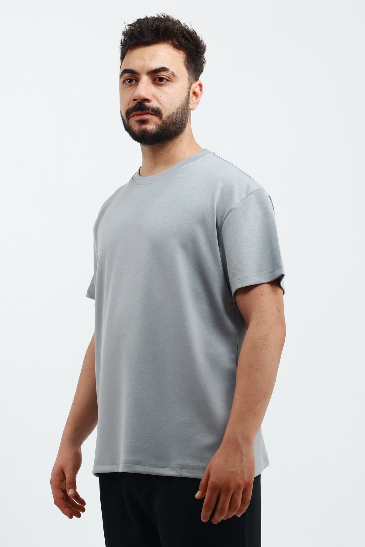 SVCN4284 Erkek Modal Kumaş Regular Gri T-Shirt - Görsel 1