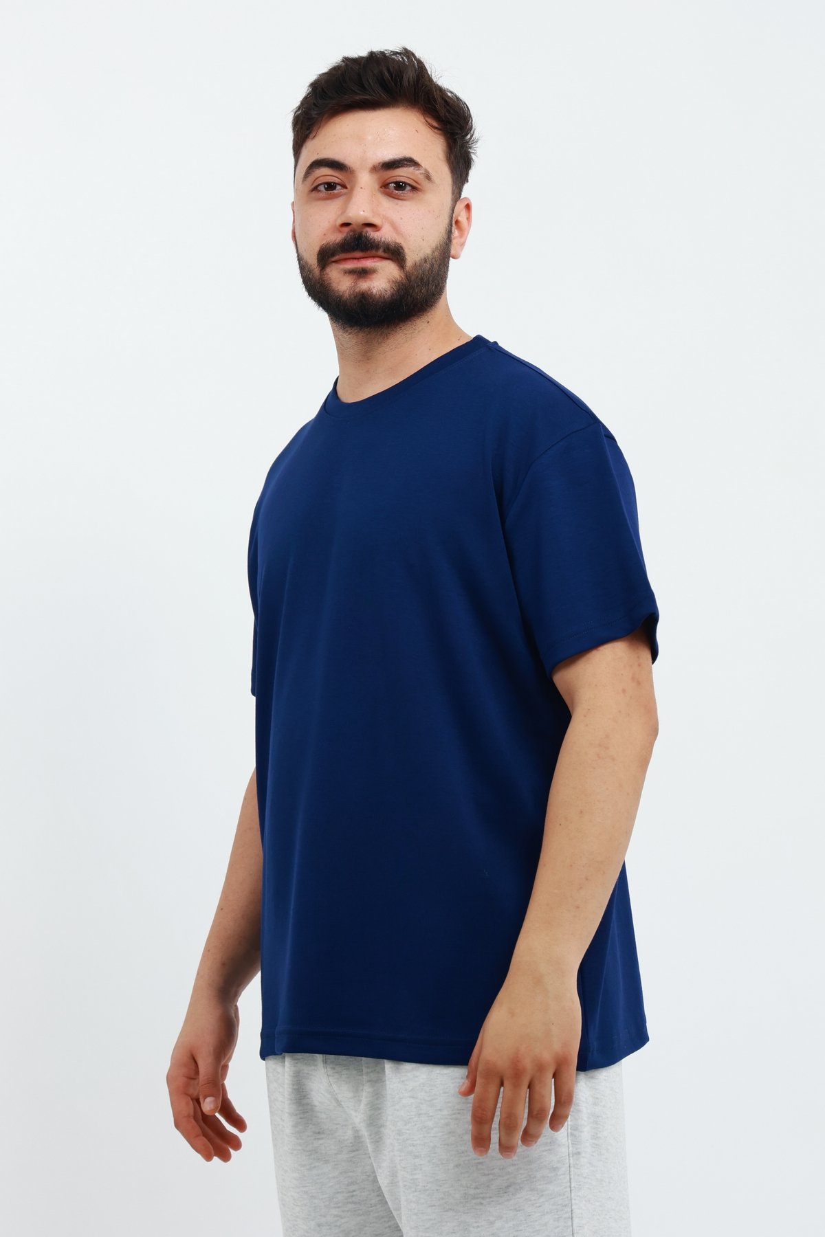 SVCN4410 Erkek Modal Kumaş Regular Lacivert T-Shirt - Görsel 1