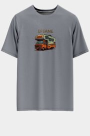 Unisex Oversize Efsane Tasarım T-Shirt - Gri