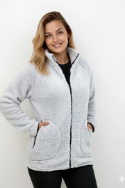 Wellsoft Fermuarlı Polar Ceket - Füme - Görsel 2