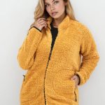 Wellsoft Fermuarlı Polar Ceket - Hardal