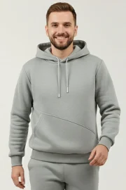 HodiesWinter Kesik Cepli Kapüşonlu Sweatshirt - Açık Füme