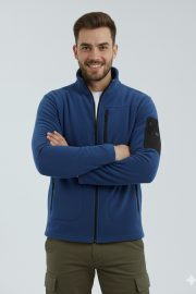 Çok Cepli Polar Ceket - İndigo - Görsel 2