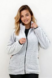 Wellsoft Fermuarlı Polar Ceket - Füme