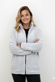 Wellsoft Fermuarlı Polar Ceket - Füme - Görsel 4
