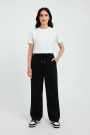 Baggy Geniş Kesim Pike Pantolon - Siyah
