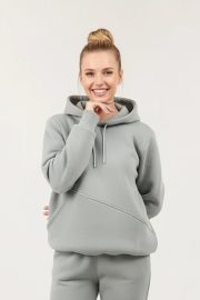 Kapüşonlu Yandan Cepli Sweatshirt - Açık Füme