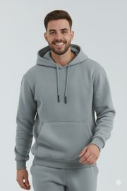 HodiesWinter Kışlık Puf Kanguru Sweatshirt - Açık Füme - Görsel 2