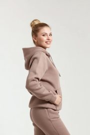 Kapüşonlu Kanguru Sweatshirt - Latte - Görsel 5