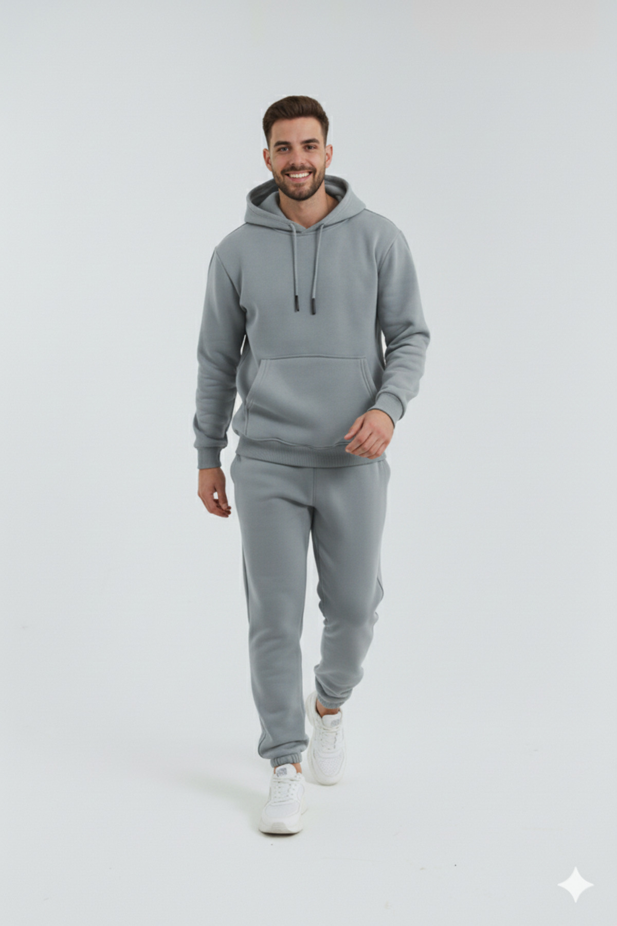 trendyol_image_2 Kapüşonlu Kanguru Oversize Eşofman Takımı - Açık Füme - Görsel 1