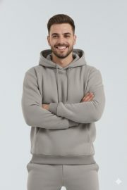 HodiesWinter Kışlık Puf Kanguru Sweatshirt - Taş - Görsel 4