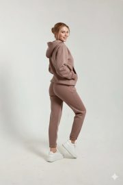 Kesik Cepli Baggy Eşofman Takımı - Latte - Görsel 2