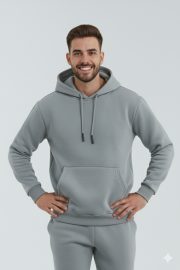 HodiesWinter Kışlık Puf Kanguru Sweatshirt - Açık Füme - Görsel 4