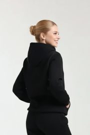 Kapüşonlu Kanguru Sweatshirt - Siyah - Görsel 3