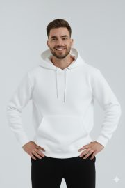HodiesWinter Kışlık Puf Kanguru Sweatshirt - Beyaz - Görsel 5