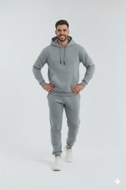 Kapüşonlu Kanguru Oversize Eşofman Takımı - Açık Füme - Görsel 2