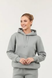 Kapüşonlu Yandan Cepli Sweatshirt - Açık Füme - Görsel 4
