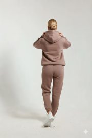 Kesik Cepli Baggy Eşofman Takımı - Latte - Görsel 5