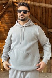 Yandan Cepli ve Lastikli Paça Eşofman Takımı - Gri - Görsel 7