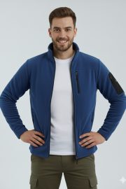 Çok Cepli Polar Ceket - İndigo - Görsel 9